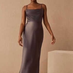 NWT BHLDN Cali Satin Charmeuse Midi Dress in Smoke. Size 6. Brand new!